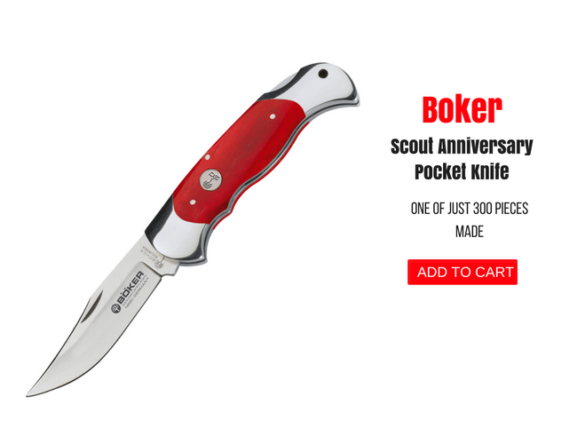 BOKER 112860 SCOUT ANNIVERSARY RED BONE FOLDING POCKET KNIFE