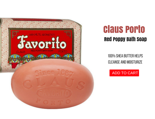  CLAUS PORTO "FAVORITO" RED POPPY OVERSIZED BATH SOAP BAR
